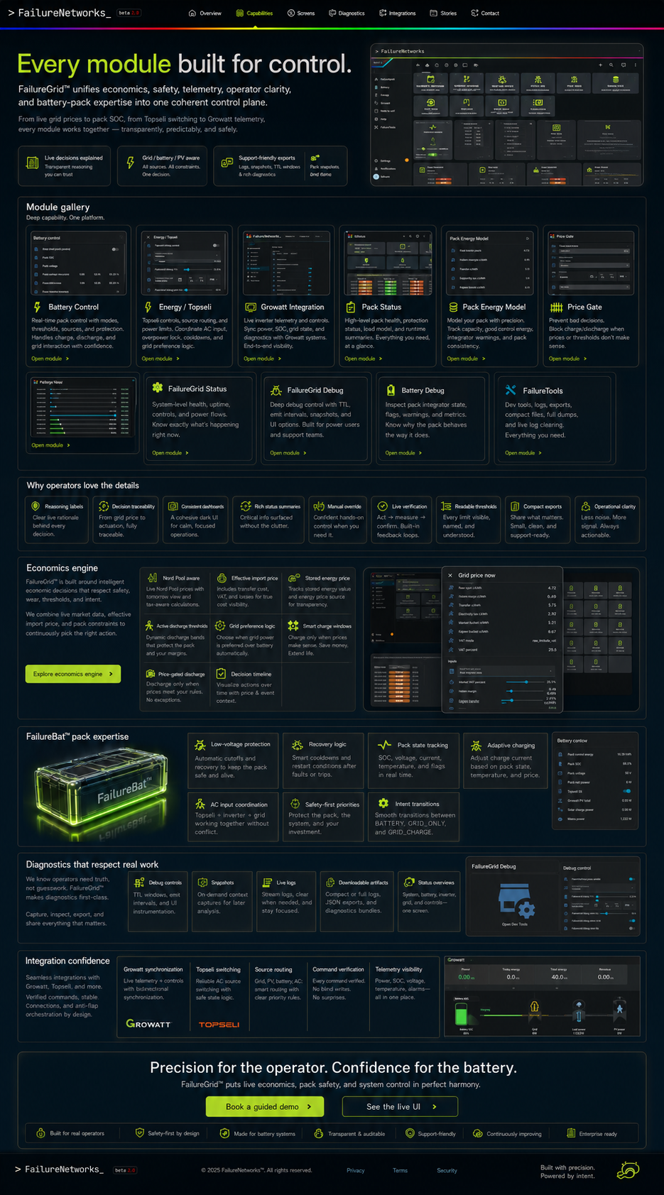 FailureGrid capabilities page mockup
